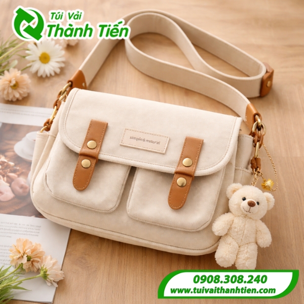Túi vải canvas đeo chéo nữ