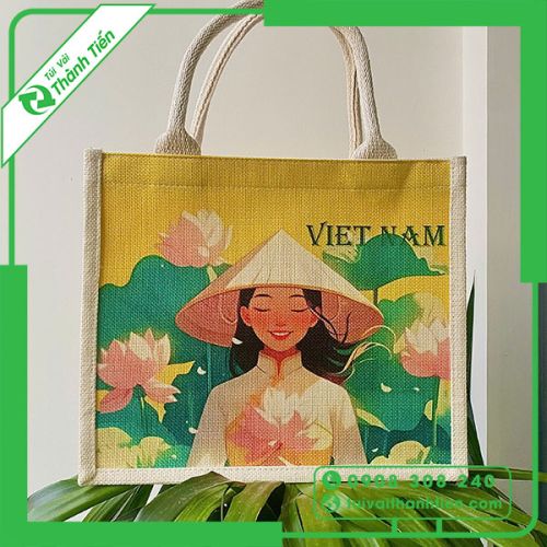 Túi Vải Linen In Hình Cô Gái