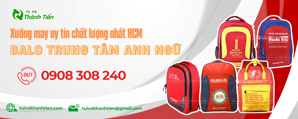 Đặt may balo trung tâm anh ngữ