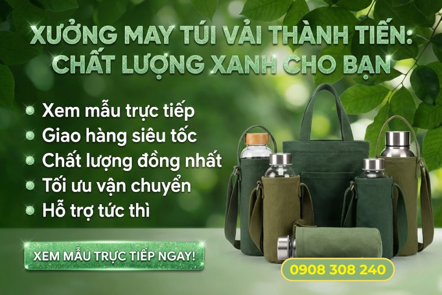 Đơn vị nhận may túi vải đựng bình nước giá rẻ Thành Tiến