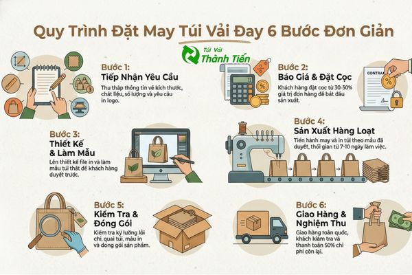Quy tr&igrave;nh 6 bước đơn giản đặt may t&uacute;i vải