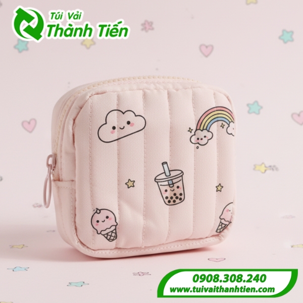 Mẫu túi vải đựng tai nghe in hình dễ thương