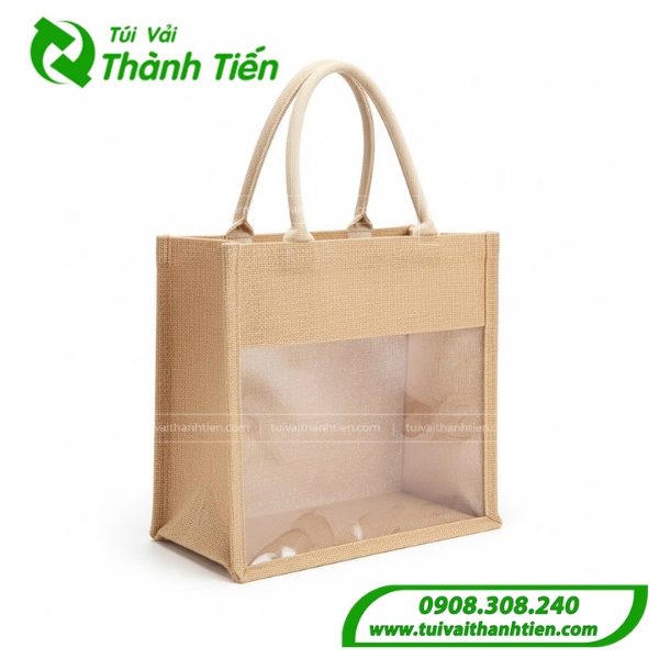 Túi vải linen trong suốt nhìn từ góc chéo