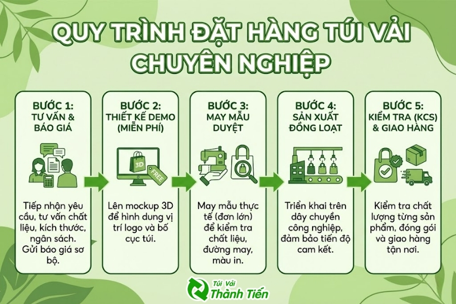 Quy trình đặt may túi vải vuông