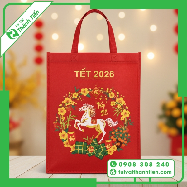 Túi vải không dệt in chuyển nhiệt đựng quà Tết