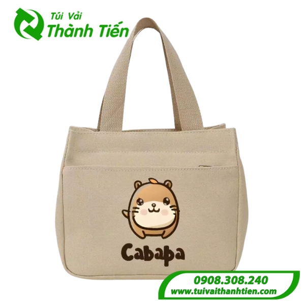 Túi vải vuông dáng hộp in hình dễ thương