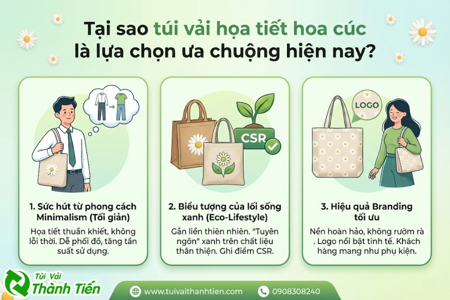 Lý do túi vải hoa cúc được ưa chuộng hiện nay
