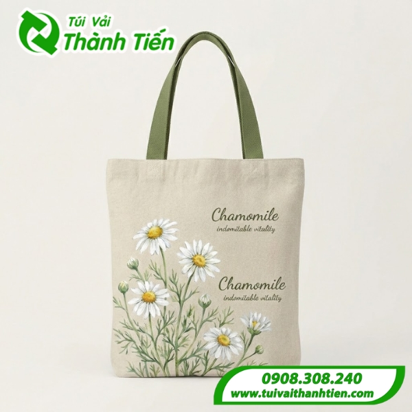 Túi vải hoa cúc in hình hoa cúc sang trọng, cao cấp