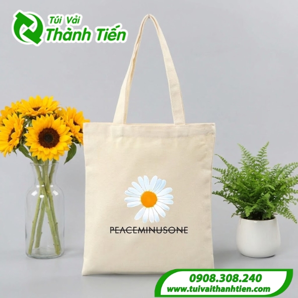 Mẫu túi vải hoa cúc bằng vải canvas thời trang