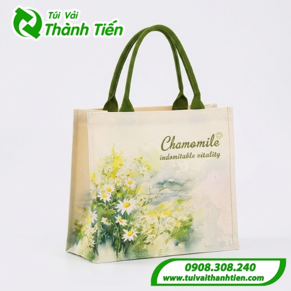 Mẫu túi vải linen hoa cúc sang trọng