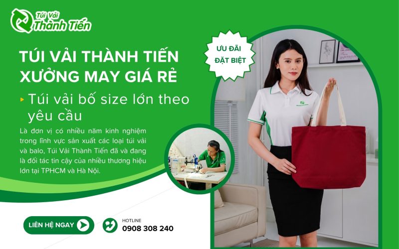 Túi vải thành tiến xưởng may túi vải bố lớn giá rẻ uy tín hàng đầu