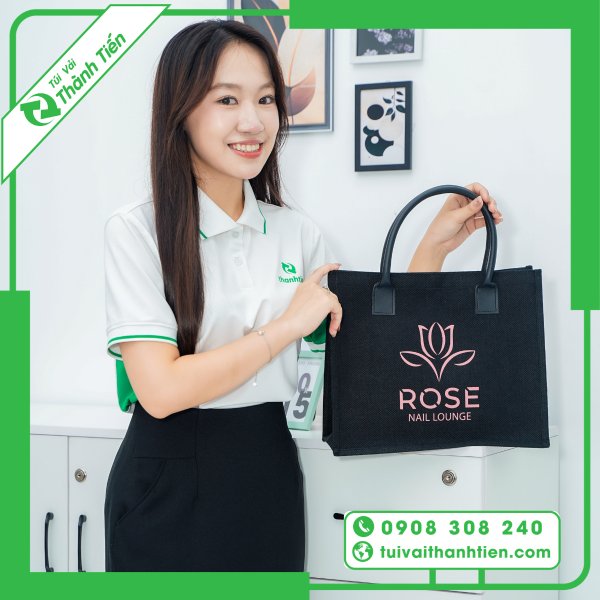 Túi Vải Linen Quai Da Sang Trọng Cao Cấp